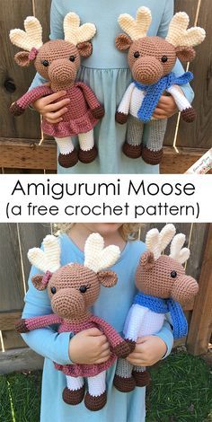 I'm excited to share Miles and Millie the Moose! You can find the easy to follow pattern for free on my blog, Grace and Yarn! I hope you enjoy making them as much as I did! Amigurumi Moose, Grace And Yarn, Crochet Moose, Crochet Animal Amigurumi, Confection Au Crochet, Pola Amigurumi, Crochet Amigurumi Free Patterns, Crochet Simple, Crochet Amigurumi Free