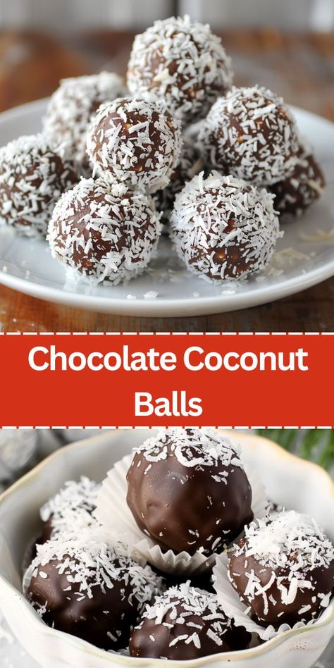 Discover the perfect recipe for homemade chocolate coconut balls! These easy, no-bake treats are made with simple ingredients like desiccated coconut, powdered sugar, sweetened condensed milk, and chocolate chips. Perfect for holidays, parties, or a quick dessert, these delicious bites are sure to impress. Learn the best tips and tricks for making these delightful sweets, and enjoy a tasty, crowd-pleasing dessert. Desiccated Coconut Recipes, Chocolate Coconut Balls, Coconut Condensed Milk, Smothered Pork Chops Recipe, Coconut Truffles, Easy Biscuit Recipe, Coconut Balls, Coconut Candy, Desiccated Coconut