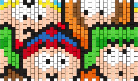 Kandi Flat Panel Pattern, Tmnt Kandi Pattern, Multistitch Kandi Pattern, South Park Kandi, Kandi Patterns Templates, Kandi Patterns Cuff, Kandi Crafts, Rave Kandi Ideas, Origami Turkey