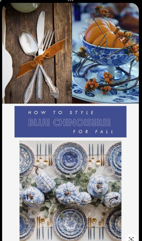 Blue And White Thanksgiving, Blue And White Fall Decor, Blue And Orange Fall Decor, Blue Thanksgiving Table, Coastal Thanksgiving, Orange Fall Decor, Blue Thanksgiving, Thanksgiving Decorations Outdoor, Blue Fall Decor