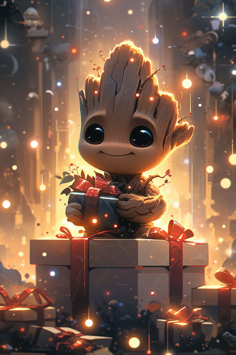 Christmas Groot Wallpaper, Wallpaper Backgrounds Disney, Marvel Christmas Wallpaper, Christmas Groot, Groot Wallpaper, Groot Christmas, Cute Groot, Galaxy Illustration, Spiderman Christmas