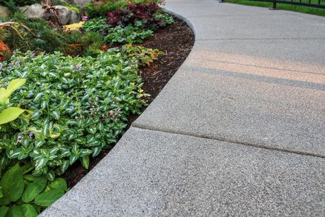 Choosing the Right Concrete Finish — Pacific Garden Design Sandwashed Concrete, Hill Driveway, Chalk Art Sidewalk, Sidewalk Chalk Art Ideas, Backyard Concrete, Exposed Aggregate Driveway, Concrete Sidewalk, Chalk Art Ideas, Exposed Aggregate Concrete