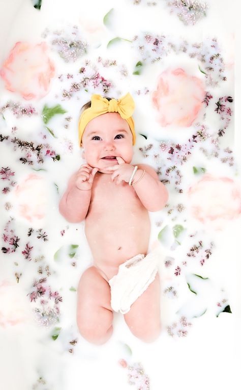 How to take Gorgeous Milk Bath Baby Pictures: Ethically-Sourced Flowers + Vegan Malk — Calm & Chic Diy Milk Bath Photography, Baby Milk Bath Pictures, Newborn Milk Bath Photography, Milk Bath Photography Baby, Diy Milk Bath, Baby Milk Bath, Milk Bath Photos, 6 Month Baby Picture Ideas, Toddler Poses