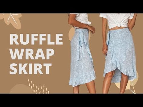 DIY RUFFLE WRAP SKIRT - Beginner friendly - Step by step sewing tutorial - YouTube Jess Dang Diy, Wrap Skirt Patterns Sewing, Ruffle Wrap Skirt Pattern, Diy Wrap Skirt Pattern, Wrap Skirt Pattern Free, Jess Dang, Diy Hair Jewelry, Diy Wrap Skirt, Wrap Skirt Diy