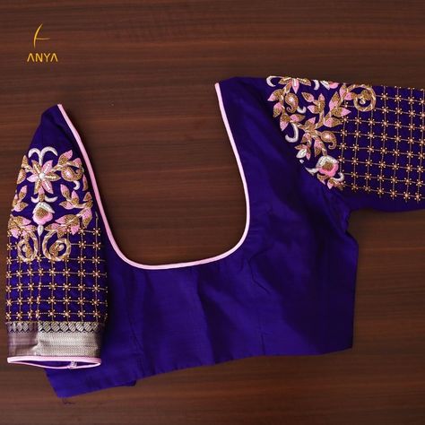 Royal Blue Blouse Designs, Trendy Blouse Design, Blouse Aari Work, Blue Blouse Designs, Handmade Blouse, Blouse Designer, Royal Blue Blouse, Wedding Saree Blouse Designs, Cutwork Blouse Designs