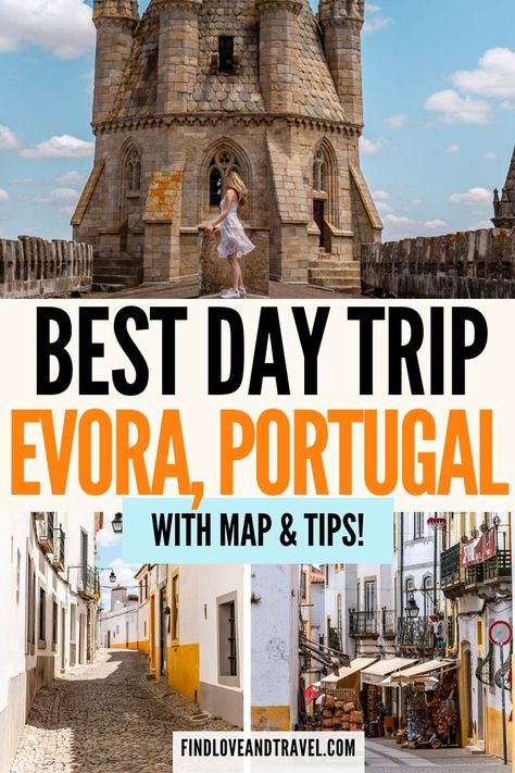 This one day in Evora guide brings you through the top attractions in this Portugal city and includes an interactive map for guidance. | One day in Evora | Evora day trip | Evora portugal | historic cities | things to do in portugal | euro summer | Portugal summer | summer in Portugal | bone chapel | summer bucket list | off the beaten path destinations | portugal itinerary Summer In Portugal, Portugal City, Evora Portugal, Love And Travel, Portugal Itinerary, Portugal Cities, Portugal Map, Portugal Vacation, Portugal Travel Guide