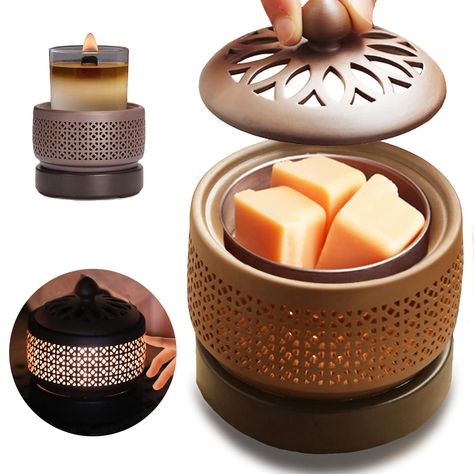 PRICES MAY VARY. [Candle/Wax Melt Faster & Long Lifetime]-This wax warmer for scented wax has a power of 50W, much faster than regular wax melt warmer. Which let you enjoy the scent immediately without waiting. Unlike regular candle warmer lamp, our candle warmer plate use High-tech heating pad which has a longer lifetime. [Comes with heat insulation base] - Our candle warmer has no hot area exposed and safe for your family and pets. The hot area is the plate which covered by the cap, please don Flower Pot Candle Heater, Candle Pot Heater, Pot Candle Heater, Stove Top Candle Warmer, Terra Cotta Pot Warmer Candle Heater, Terracotta Pot Candle Heater, Terracotta Candle Heater, Clay Pot Candle Heater, Heat Candle