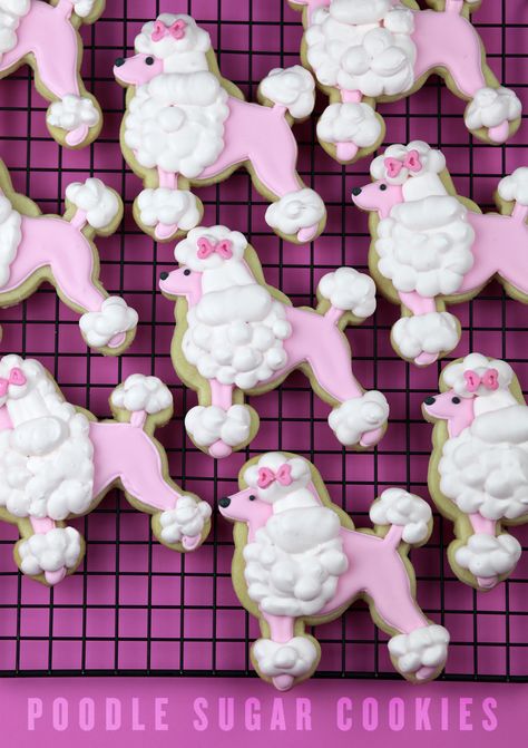 Poodle Cookies, Heart Sprinkles, Royal Icing Recipe, Vintage Poodle, Pink Poodle, Dog Cookies, Animal Cookies, Edible Ink, Love Note