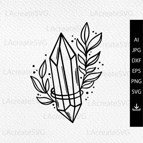 Witch Tattoo Ideas, Crystal Png, Mystical Logo, Crystal Svg, Witchy Svg, Celestial Svg, Boho Style Art, Crystal Tattoo, Crystal Witch