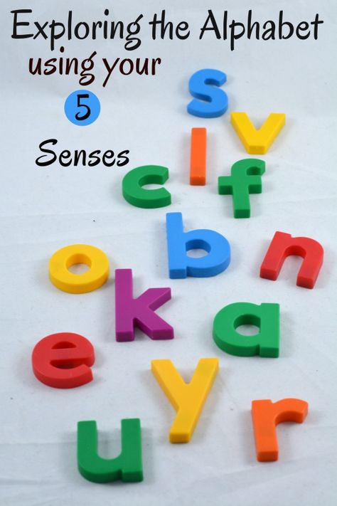 Learn the alphabet by exploring with your 5 senses. Fun hands-on alphabet activities that use magnetic letters and your sense of sight, sound, touch, smell and taste. Five Senses Preschool, Senses Preschool, The 5 Senses, Senses Activities, Alphabet Recognition, Alphabet Learning, Learn The Alphabet, Sense Of Sight, Alphabet Phonics