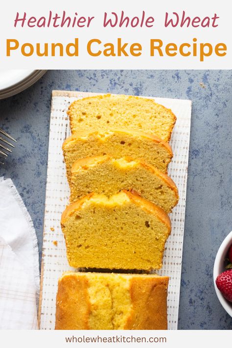 If you’re looking for a pound cake recipe that is a little healthier than this recipe is for you. It is made with fresh ground whole wheat flour. Whole Wheat Pound Cake, Whole Wheat Vanilla Cake, Stabilized Whipped Cream, Wheat Recipes, Cheesecake Toppings, Fruit Sauce, Pound Cake Recipe, Fruit Toppings, Grilled Pineapple