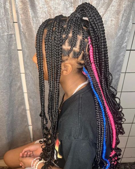 Taye_thehairslayer Pink And Blue Knotless Braids, Blue Knotless Braids, Blue Knotless, Braids With Pink, Braided Cornrow Hairstyles, Knotless Braids, Cornrow, Cornrow Hairstyles, Braids