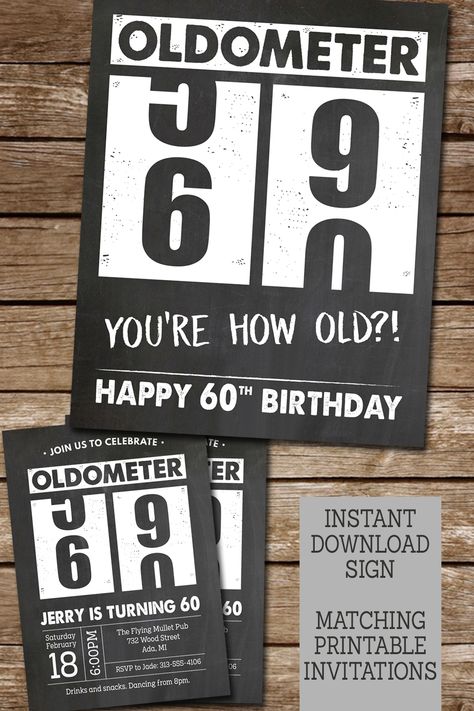 This Oldometer birthday theme is a fun poke at someone getting old. Celebrate their 60th birthday with a laugh. Matching printable signs and invitations for any milestone age. Chalkboard inspired design. Old Lives Matter Birthday Theme, 60th Birthday Signs, 60th Birthday Theme, Old Lives Matter, Birthday Signs, Download Sign, Happy 60th Birthday, 60th Birthday Party, Birthday Sign