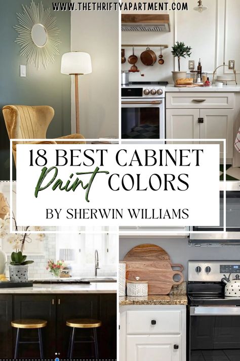 Discover 18 best cabinet paint colors by Sherwin Williams for 2024. These timeless shades will elevate your kitchen or bathroom with style and sophistication! #SherwinWilliams #CabinetColors #BestPaintColors #HomeDecor #ColorInspiration Paint Colors For Kitchen Cabinets 2024, Sherwin Williams Cabinet Paint Colors, Best Cabinet Paint Colors, Sherwin Williams Cabinet Paint, Kitchen Cupboards Paint Colors, Homestead Planning, Best Sherwin Williams Paint, Vintage Paint Colors, Best Kitchen Cabinet Paint