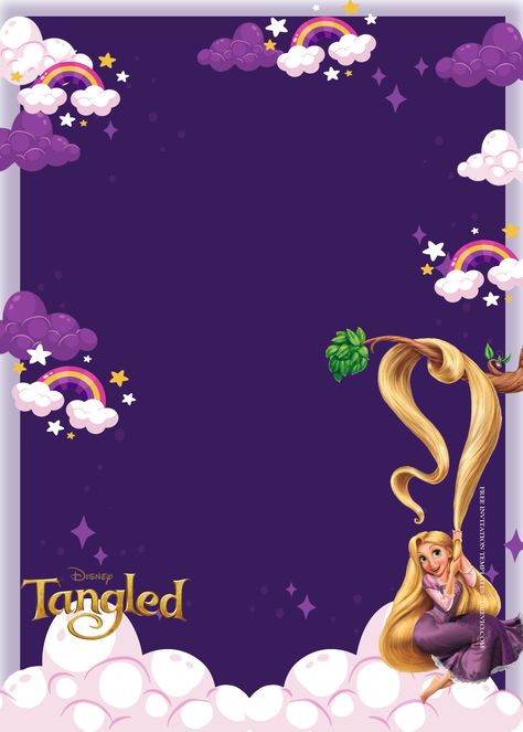 Birthday Card Background, Dream Birthday, All The Princesses, Tangled Birthday, Free Invitation Templates, Disney Artwork, 19th Birthday, Diy Paint, Templates Printable Free