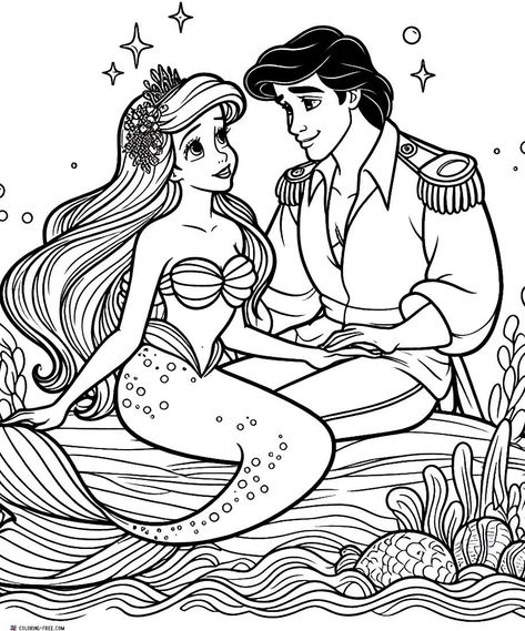 Popular Coloring Pages, Princess Coloring Sheets, Ariel Color, Ariel Coloring Pages, Stitch Coloring Pages, Princess Mermaid, Monster Coloring Pages, Ariel Disney, Mermaid Drawings