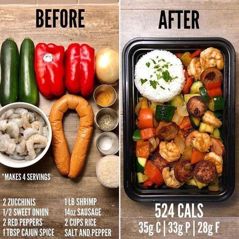 Shrimp And Sausage Skillet, Sausage Skillet, Shrimp And Sausage, 500 Calorie, Healthy Lunch Meal Prep, Resep Diet, Easy Healthy Meal Prep, Cardio Training, Lunch Recipes Healthy