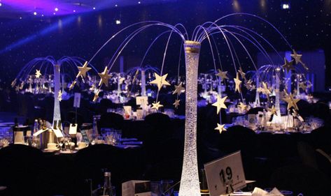 Table Centerpieces | Table Centrepieces | Table Centre Pieces Zodiac Centerpieces, Star Centerpieces Wedding, Silver Star Centerpieces, Under The Stars Centerpiece Ideas, Under The Stars Centerpieces, Galaxy Centerpiece Ideas, Table Centre Pieces, Christmas Gala, Centrepiece Ideas