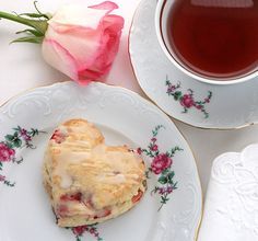 Valentine Scones, Valentines Tea Party, Recipes Strawberry, Valentine Tea, Cream Scones, Tea Party Food, Strawberry Cream Cheese, Valentines Day Food, Strawberry Cream