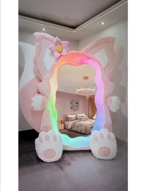 Kaca Aesthetics, Kaca Cermin Aesthetic, Full Length Mirror Living Room, Kawaii Mirror, Cermin Aesthetic, Barang Aesthetic, Mirror Bedroom Decor, Room Wishlist, Pink Closet