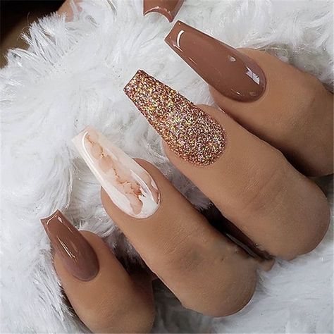 Marble Acrylic Nails, Brown Acrylic Nails, Fab Nails, Winter Nails Acrylic, Long Nail Designs, Fall Acrylic Nails, Thanksgiving Nails, Coffin Nails Long, Acrylic Nails Coffin Short