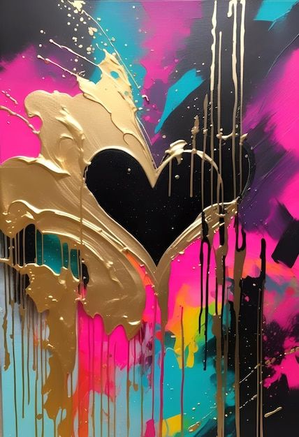 Photo modern colorful neon with gold pai... | Premium Photo #Freepik #photo Neon Abstract Painting, Neon Abstract, Gold Painting, Painting Wall Art, Painting Wall, Gold Paint, Premium Photo, Art Sketches, Wall Painting