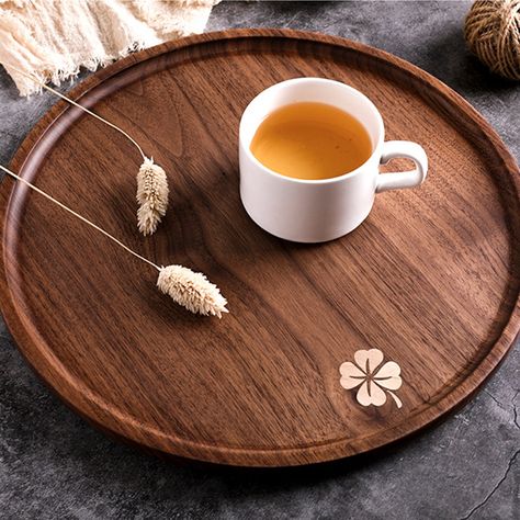 Serving Tray Photography, Wooden Tray Photography, Tray Photography, Turntable Organizer, Wooden Cafe, Small Wooden Tray, Custom Serving Tray, Round Wooden Tray, Round Wood Tray