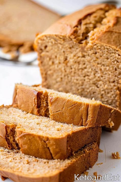 Keto Peanut Butter Bread Recipe Peanut Butter Bread Recipe, Quick And Easy Bread, Butter Bread Recipe, Easy Bread Recipe, Almond Flour Bread, Peanut Butter Bread, Sugar Free Jam, Keto Peanut Butter, Low Carb Peanut Butter