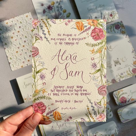 Wedding Invitations Painted, Floral Wedding Invites, Watercolour Wedding Invitations, Hand Painted Wedding Invitations, Addressed Envelopes, Painted Invitations, Painted Wedding Invitation, Watercolour Wedding Stationery, Vow Booklet