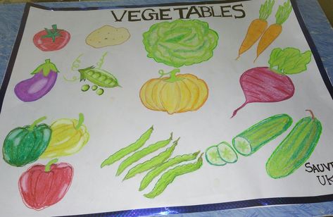 Vegetables chart for preschool Vegetable Chart For Preschool, Moye Moye, Chart For Preschool, Vegetable Chart, School Kids Crafts, School Board Decoration, Flowers Craft, Board Decoration, Paper Flowers Craft