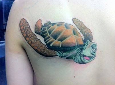 Crush Tattoo, Crush The Turtle, Pixar Tattoos, Crush Turtle, Finding Nemo Turtle, Dad Memorial Tattoo, Turtle Tattoos, Snoopy Tattoo, Sea Turtle Tattoo