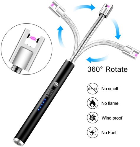 MOSUO Candle Lighter Rechargeable, Electric Arc Lighter Ignition Lighter with USB Cable, Windproof Flameless Electronic Lighters for Kitchen, Barbecue, Candles, Gas Stove, BBQ: Amazon.co.uk: Kitchen & Home Candle Lighter, Arc Light, Candle Lighters, Gas Lighter, Gas Lights, Rechargeable Light, Battery Indicator, Uk Kitchen, Electric Lighter