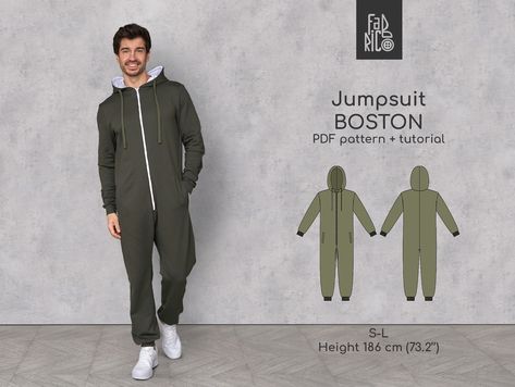 Men's Jumpsuit Sewing Pattern Sizes S, M, L/ 186 cm Height (73,2 in)| Overall for men| Mens onepiece clothing| Coverall for men by FabricoPatterns on Etsy Men's Jumpsuit, Men Overall, Jumpsuit Sewing Pattern, Jumpsuit Sewing, Mens Sewing Patterns, Jumpsuit Pattern Sewing, Stylish Jumpsuit, Boys Pattern, One Piece Clothing