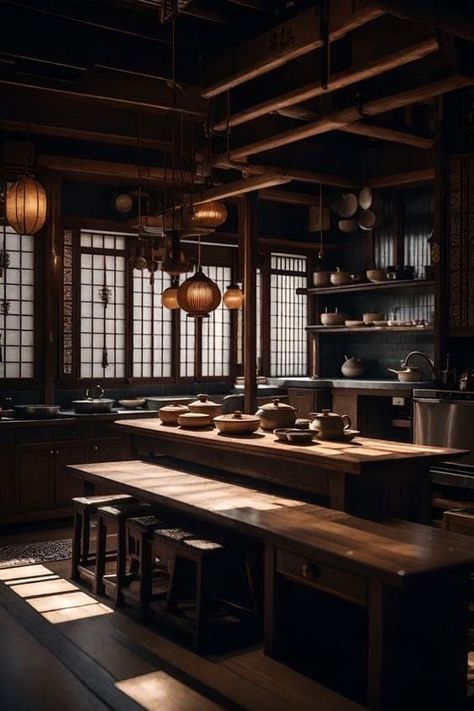 Traditional Chinese Kitchen Design, Traditional Chinese Kitchen, Modern Chinese Restaurant Interior, Japanese Tea House Interior, Chinese Kitchen Design, Chinese Interior Design Traditional, Chinese House Interior, Chinese Home Design, Traditional Chinese Interior