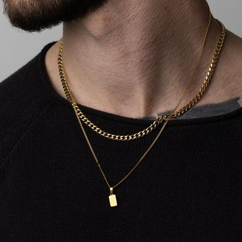 Men’s Gold Chain, Mens Jewelry Gold, Gold Pendants For Men, Chain Necklace For Men, Cuban Chain Necklace, Chain For Men, Mini Bars, 18k Gold Chain, Golden Necklace