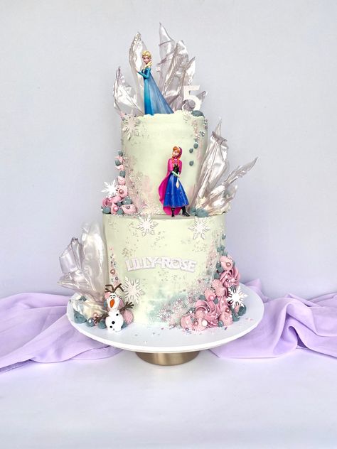 Frozen Two Tier Cake, Frozen Cake 2 Tier, Birthday Cake 2 Tier, 2 Tier Birthday Cake, Cake 2 Tier, Tier Birthday Cake, Frozen Two, Tiered Cakes Birthday, Frozen Birthday Cake