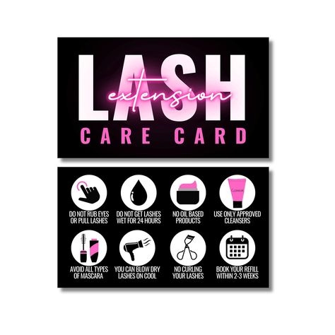 PRICES MAY VARY. Cute business card size front and back ready to give aftercare cards Size is 3.5 inches wide by 2 inches tall 3 Different Color combinations to choose from - Front and back are glossy You get 55 high quality thick aftercare cards just like the photo Perfect to give your clients after lash appointment Super cute Lash Extension aftercare cards to give to your clients for them to take the best care of their lashes after their appointment.  3 Color combinations to choose from  SIZE: Lash Appointment, Aftercare Cards, Cute Business Cards, Lash Extension Kit, Eyelash Extension Supplies, Glossier You, After Care, Black Photography, Lash Extension