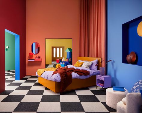 Color Block Room, Colour Blocking Interior, Spring Organization, Showroom Ideas, Sight Unseen, Color Vibe, Block Color, Colour Pop, Bedroom Refresh