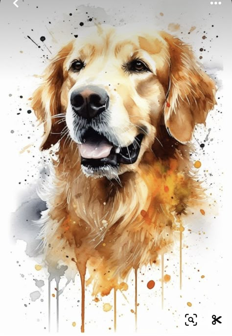 Dog Paintings Golden Retriever, Golden Retriever Tattoo, Golden Retriever Watercolor, Golden Retriever Painting, Golden Watercolor, Pet Portraits Photography, Dog Watercolor Painting, Watercolor Dogs, Golden Retriever Art