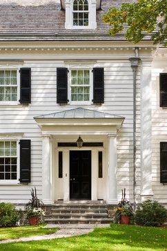 portico | Thayer & Reed Modern Colonial House Exterior, Roof Porch, Modern Colonial House, House Plans Colonial, Portico Design, Colonial House Exteriors, Colonial House Plans, Colonial Homes, Modern Colonial