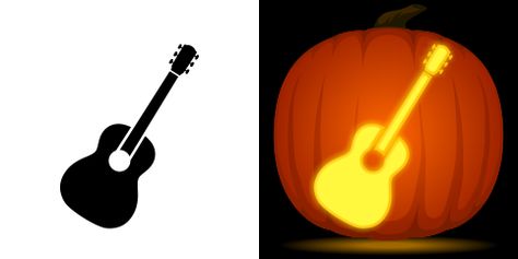 Guitar Pumpkin Stencil Free Pumpkin Carving Stencils, Pumpkin Carving Stencil, Pumpkin Carving Stencils Free, Pumpkin Carving Stencils, Cute Pumpkin Carving, Carving Stencils, Creative Pumpkin Carving, Pumpkin Carving Patterns, Halloween Rocks