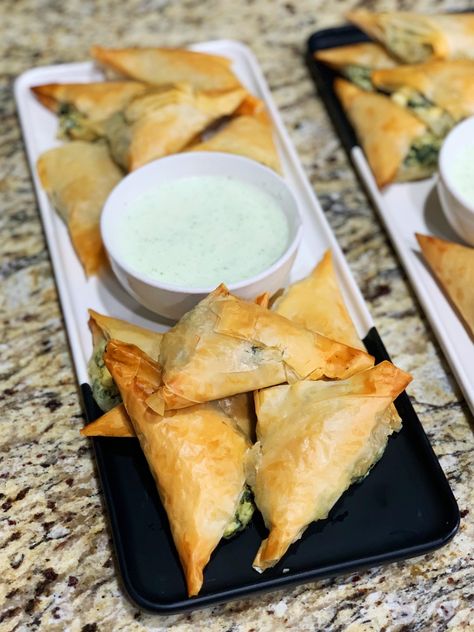 Dip For Spanakopita, Spanakopita Dip, Lunch 2023, Greek Pastry, Spanakopita Recipe, Greek Spinach Pie, Greek Pastries, Greek Yogurt Dips, Homemade Tzatziki