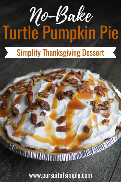 Peanut Butter Pumpkin Pie, Easy Punkin Pie Recipe, Pumpkin No Bake Pie, Thanksgiving Pie Desserts, Pies Recipes Easy Thanksgiving, Turtle Pie Recipe Easy, No Bake Thanksgiving Pie, Easy Squares Recipe 3 Ingredients, Pumpkin Pie Alternatives