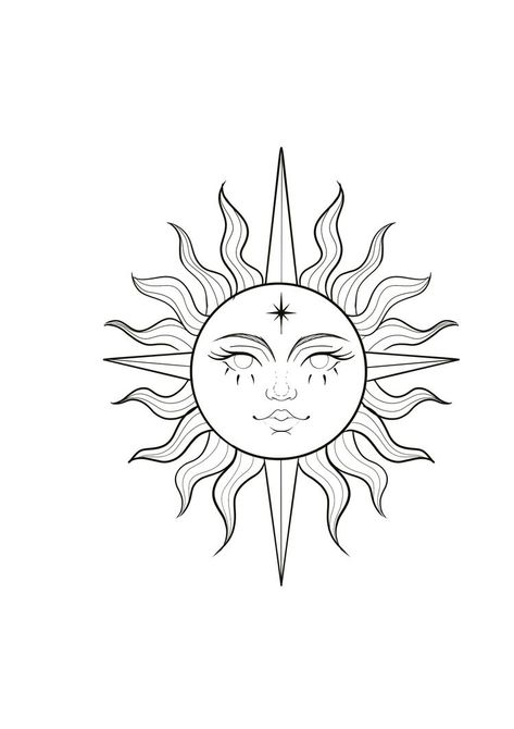 Traditional Sun Tattoo, Tato Maori, Tattoo Sonne, Moon Sun Tattoo, Sun Tattoo Designs, White Tattoos, Sun Drawing, Tattoo Apprenticeship, Sun Tattoos