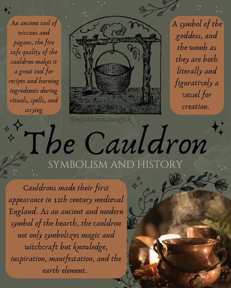 The cauldron is a basic symbol during Halloween and Samhain. Not only is it a tribute to witchcraft and spells, but it holds the same energy as the magician card in tarot. The ability to create, and manifest as well as be inspired and gain the power and knowledge needed for creation. Place one on your altar, burn incense or resin, or make a simmer pot in one! Cauldrons help us to embrace the magic of the autumn season ✨🍂🌙🍁 Want to learn more about autumn Magick? Click the link in my Linktree ... Witchcraft Incense, Samhain Spells, Greek Pagan, Energy Witchcraft, Pagan Journal, Witches Caldron, Magician Card, Herbal Witch, Witch Tools