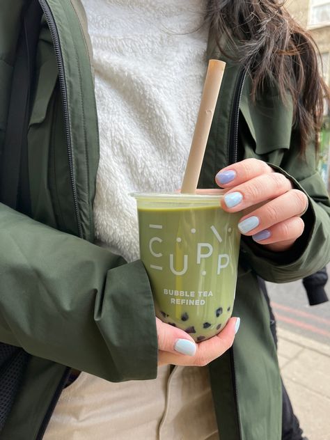 Matcha Green Nails, Starbucks Frappuccino Bottles, Boba Aesthetic, Matcha Bubble Tea, Bubble Tea Flavors, Vintage Food Posters, Thatgirl Aesthetic, Bubble Tea Boba, Boba Drink