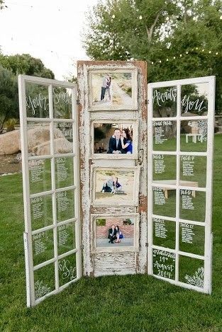 Window Seating Chart, Unique Seating Chart Wedding, Wedding Pergola, Diy Seating, Wedding Backyard Reception, Head Table Wedding, Backyard Reception, Cowboy Wedding, Vintage Wedding Theme