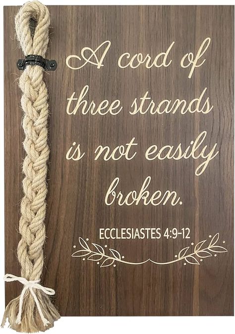 Amazon.com: A Cord of Three Strands Wedding Sign, Bible Cross Wedding Unity Sign, Tie The Knot Ceremony - Strand of Three Cords Sign Ecclesiastes 4:9-12 : Home & Kitchen Cord Of Three Strands Wedding, Unity Cross, Bible Cross, Cross Wedding, Cord Of Three Strands, Wedding Ceremony Traditions, Wedding Unity, Gods Love Quotes, Rustic Wedding Signs