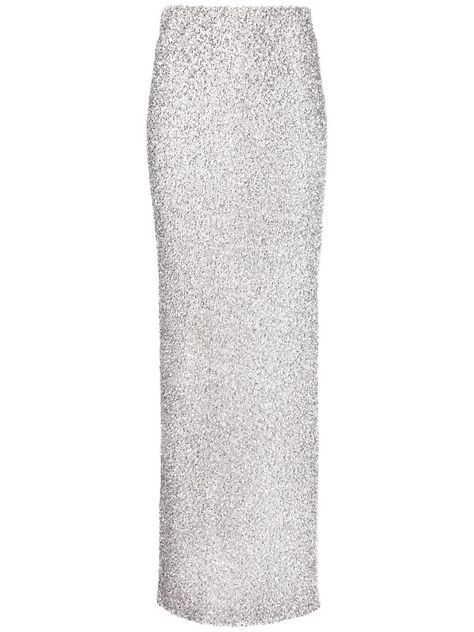 Coperni crystal-embellished Maxi Skirt - Farfetch Skirt Png, Anniversary Outfit, Award Show Dresses, Sparkly Skirt, Glitters Skirt, Silver Skirt, Burberry Outfit, Straight Skirt, White Glitter