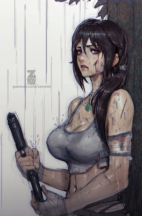 Lara Croft - Sketch Raffle SFW by ZeroNis.deviantart.com on @DeviantArt Apocalypse Oc, Tomb Raider Reboot, Comics Girl, Lara Croft, Tomb Raider, Zombie Apocalypse, Girl Cartoon, Game Character, Character Concept